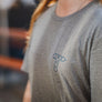 Track Logo & Shield Tee - Mid Heather & Navy