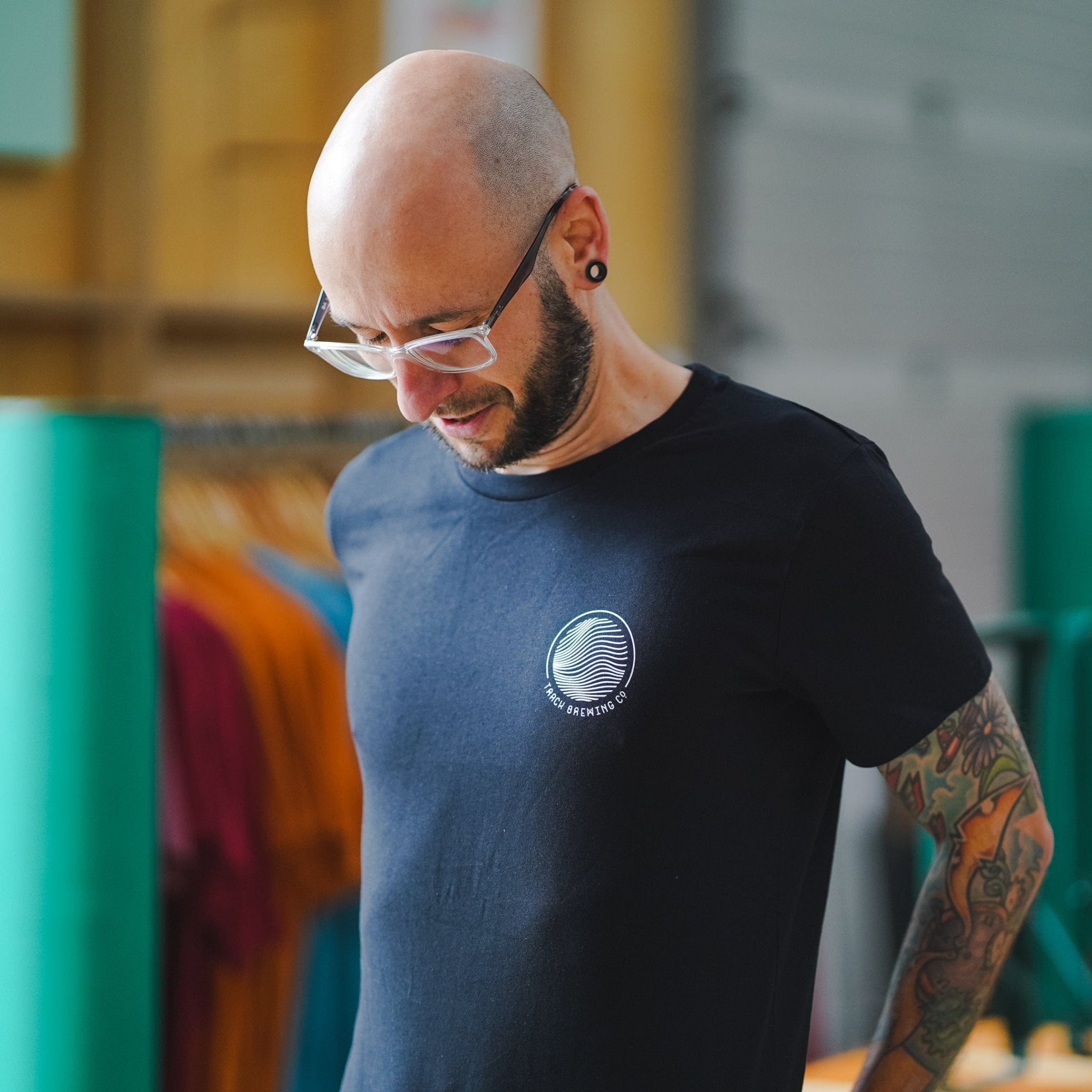 Wave Logo T - shirt - Black & Off White - Track Brewing Company Limited