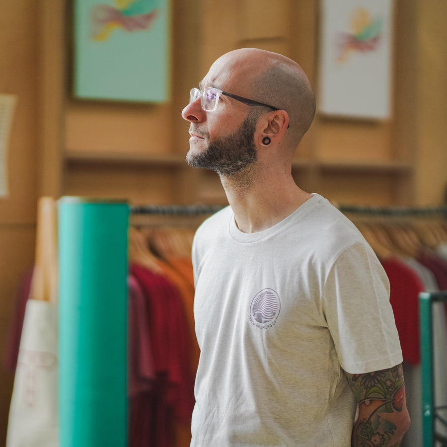 Wave Logo T-shirt - Cream Heather Grey & Black