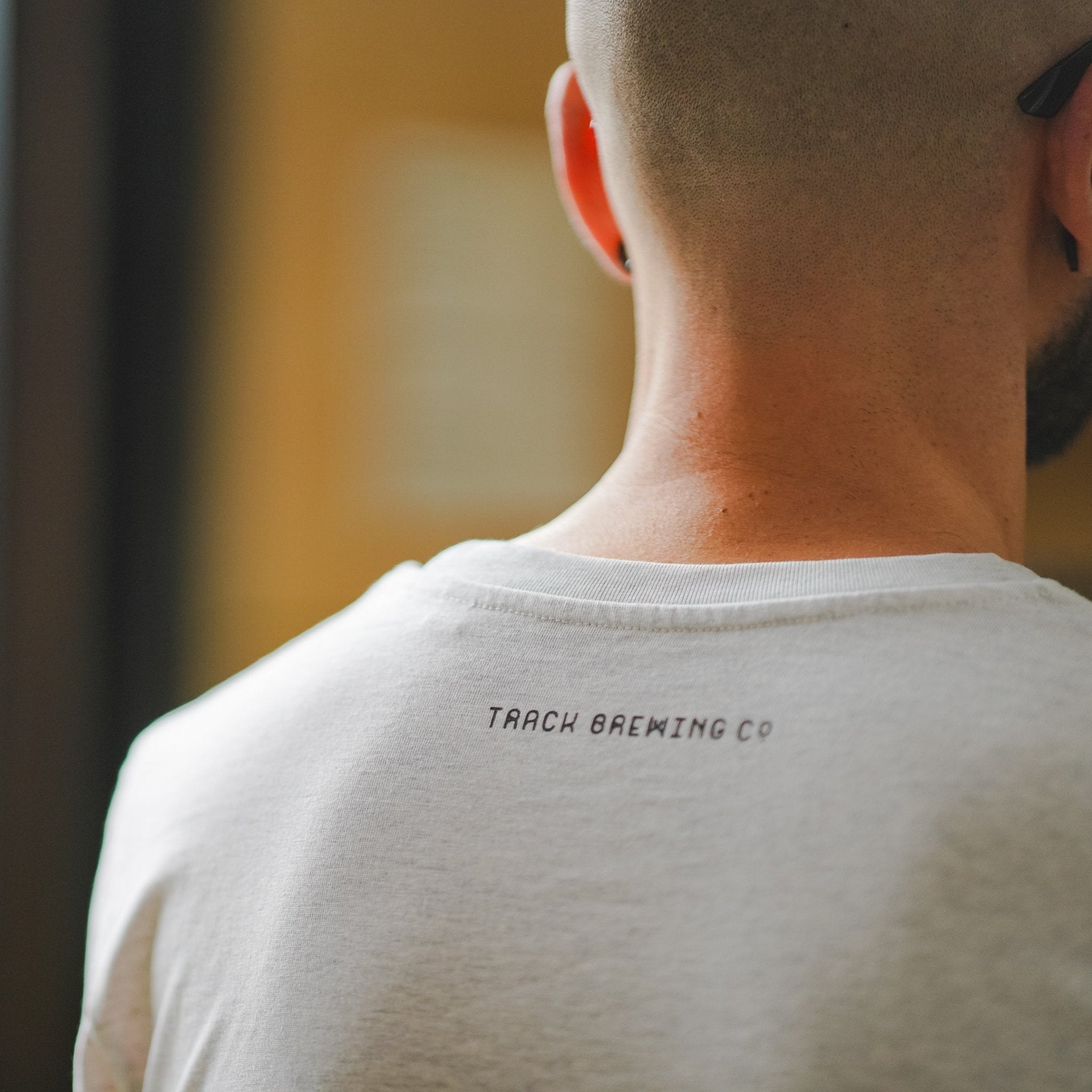 Wave Logo T - shirt - Cream Heather Grey & Black - Track Brewing Company Limited