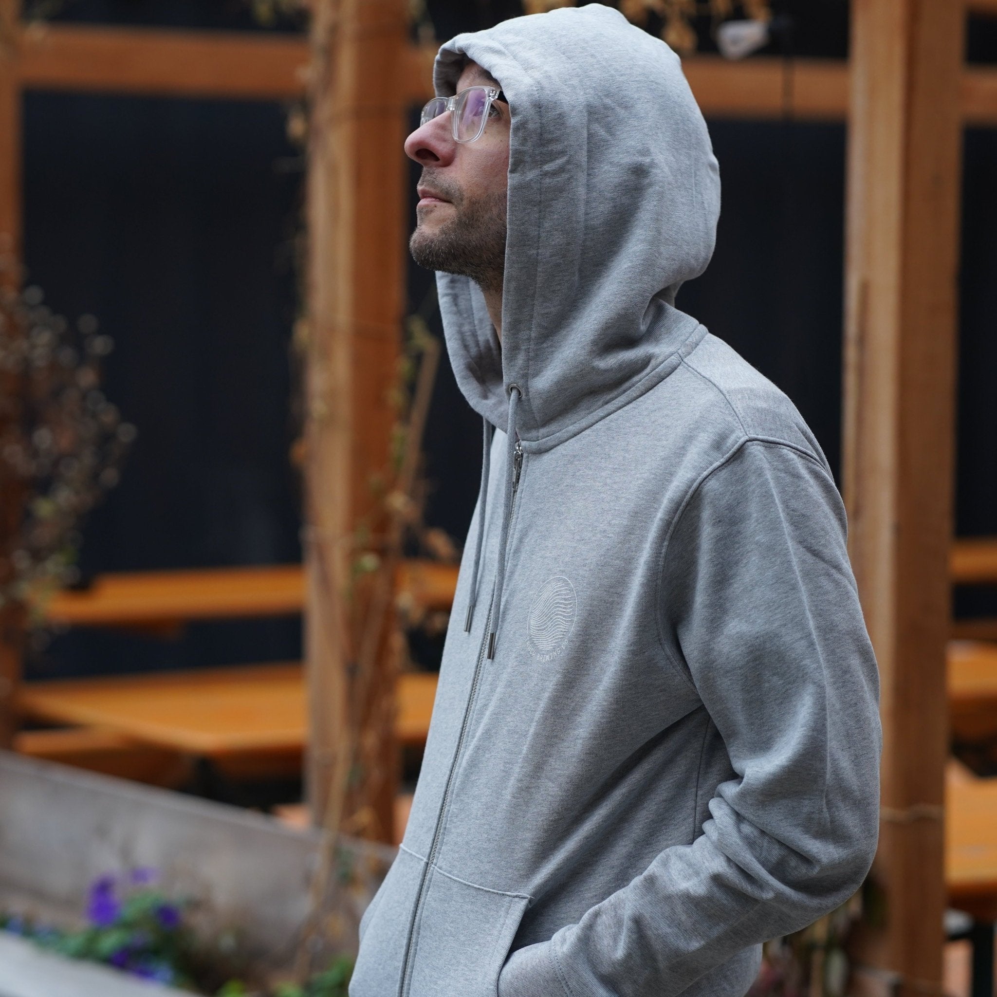 Track Wave Hoodie - Heather Grey & White - Track Brewing Company Limited