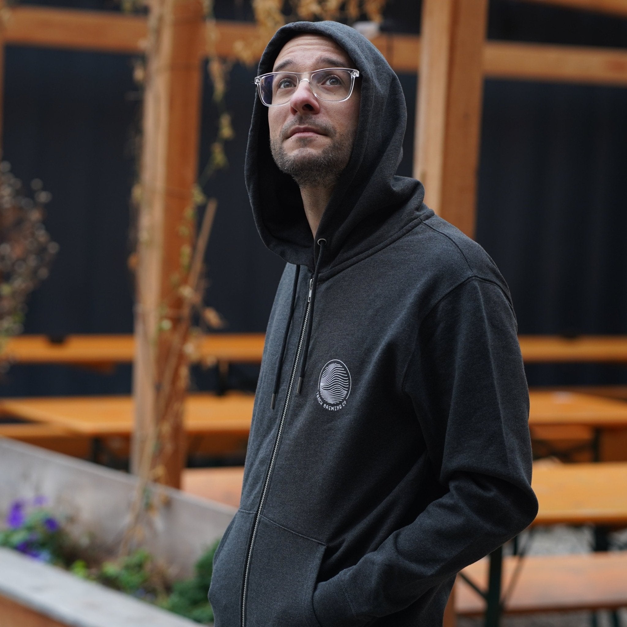 Track Wave Hoodie - Dark Heather Grey & White - Track Brewing Company Limited