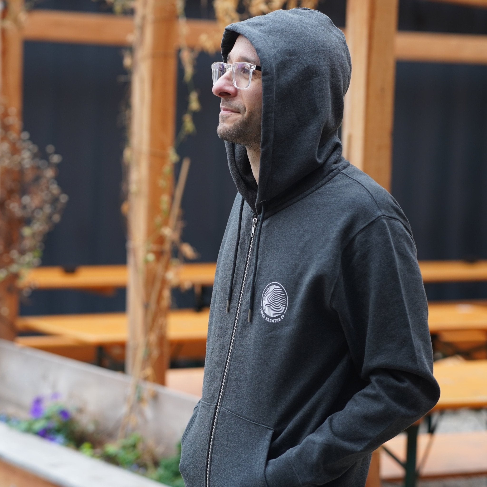 Track Wave Hoodie - Dark Heather Grey & White - Track Brewing Company Limited