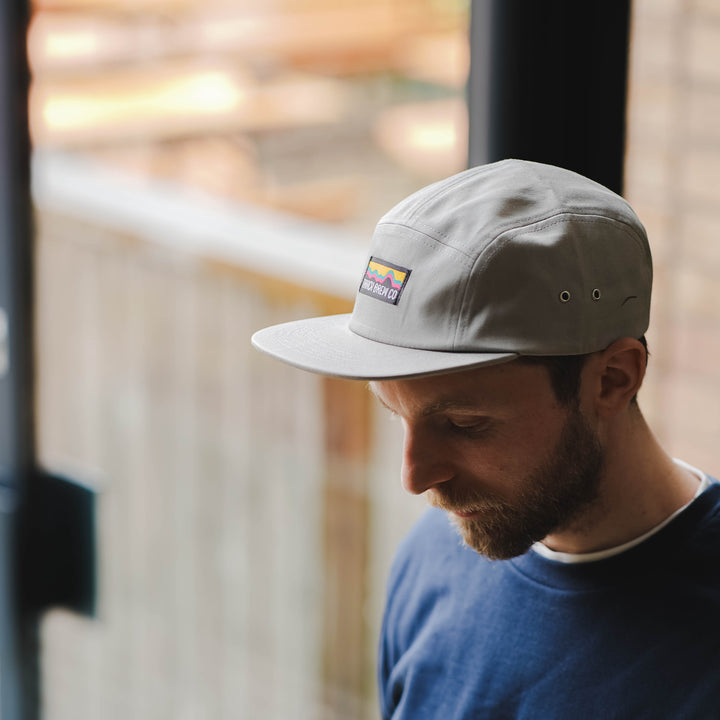 Track Branded Five-Panel Cap in Mineral