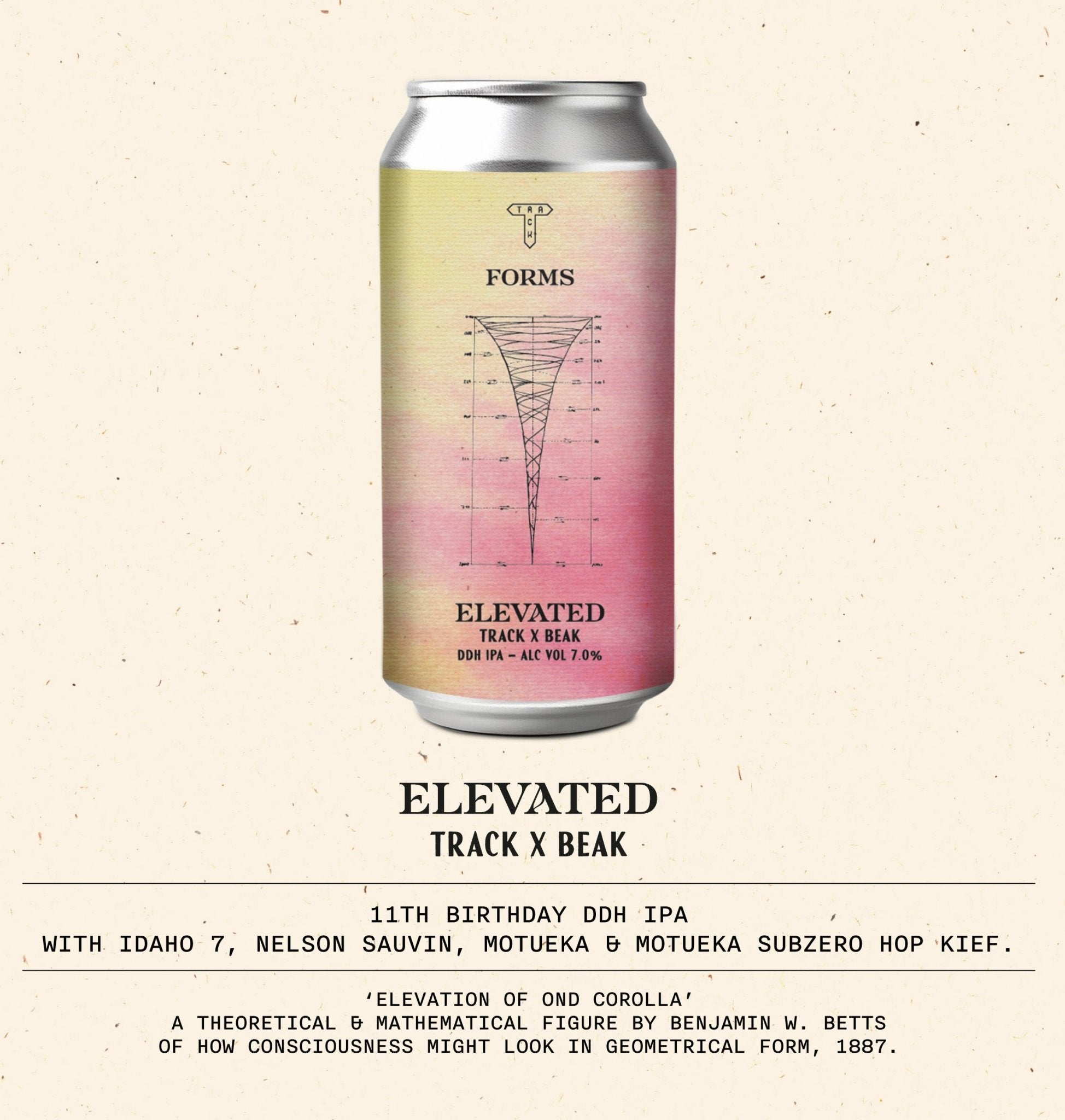 Elevated w/ Beak Brewery | 11th Birthday DDH IPA w/ Idaho 7, Nelson Sauvin, Motueka & Motueka Sub Zero Hop Kief | 7.0% - Track Brewing Company Limited