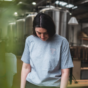 Track Logo & Shield Tee - Athletic Heather & Coral - Track Brewing Company Limited