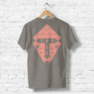 Track Logo & Shield Tee - Athletic Heather & Coral - Track Brewing Company Limited